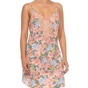 Victoria's Secret Vintage Gold Label Floral Lace Plunge Open Back Slip Dress